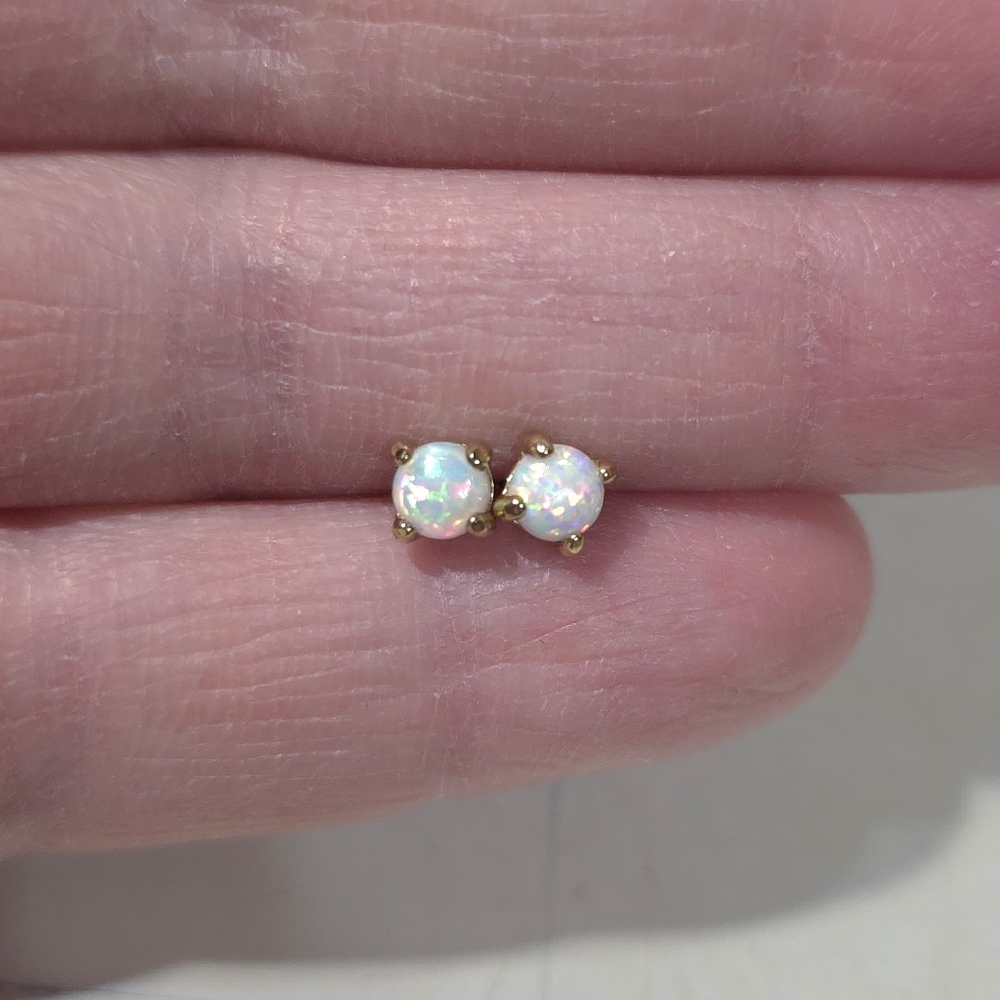Fossil Gold Opal Stud Earrings